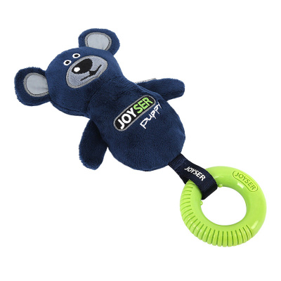 Игрушка для собак JOYSER Puppy Мишка с резиновым кольцом и пищалкой, 21 см
