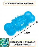 Игрушка для собак из термопластичной резины "Косточка шипованная с отверстиями" 13см