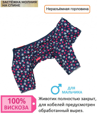 Одежда для собак FORMYDOGS. Пыльник для собак мальчик синий